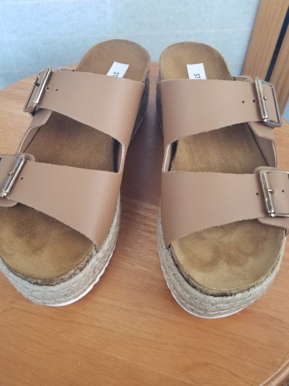 Steve Madden Platform Sandals Annika Tan Jute Double Buckle Size 9